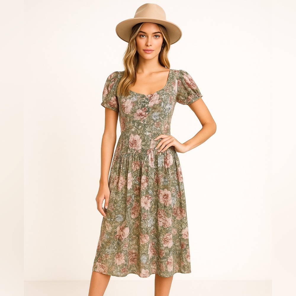 Floral Green Midi Dress